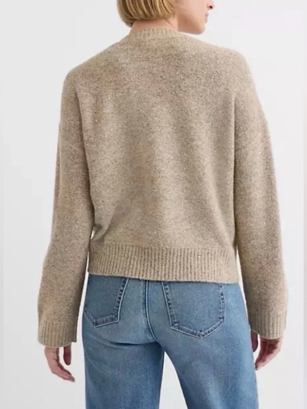NWOT Loft Women’s Shimmer Relaxed Everyday Sweater Beachside Khaki Heather Small - Picture 2 of 7